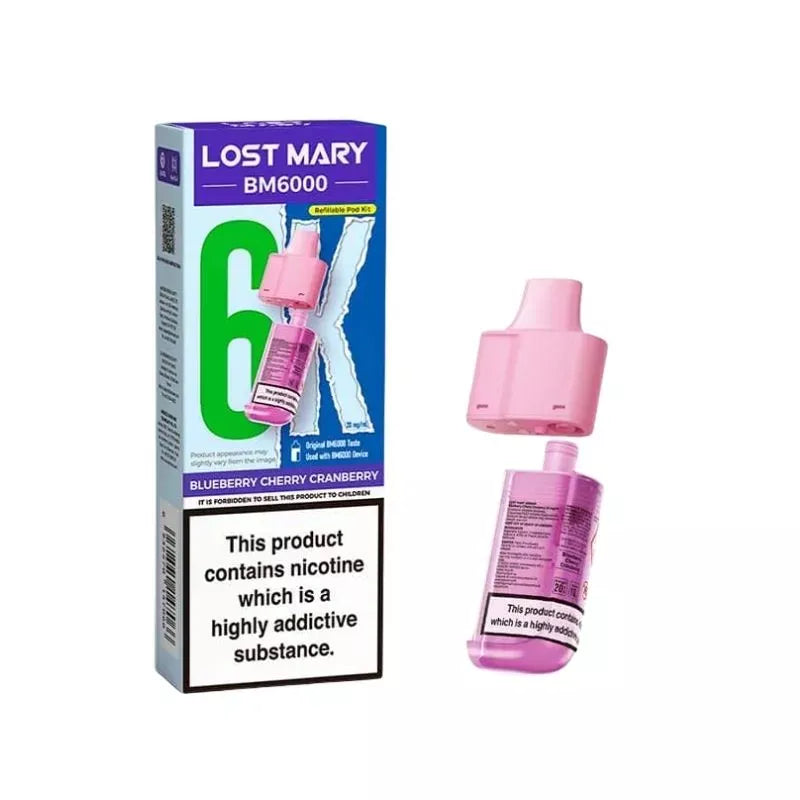 Lost Mary BM6000 Prefilled Pod blueberry cherry cranberry for the lost mary bm6000 vape kit