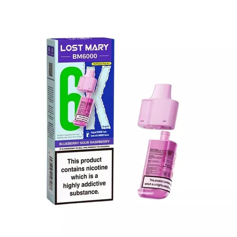 Lost Mary BM6000 Prefilled Pod blueberry sour raspberry for the lost mary bm6000 vape kit