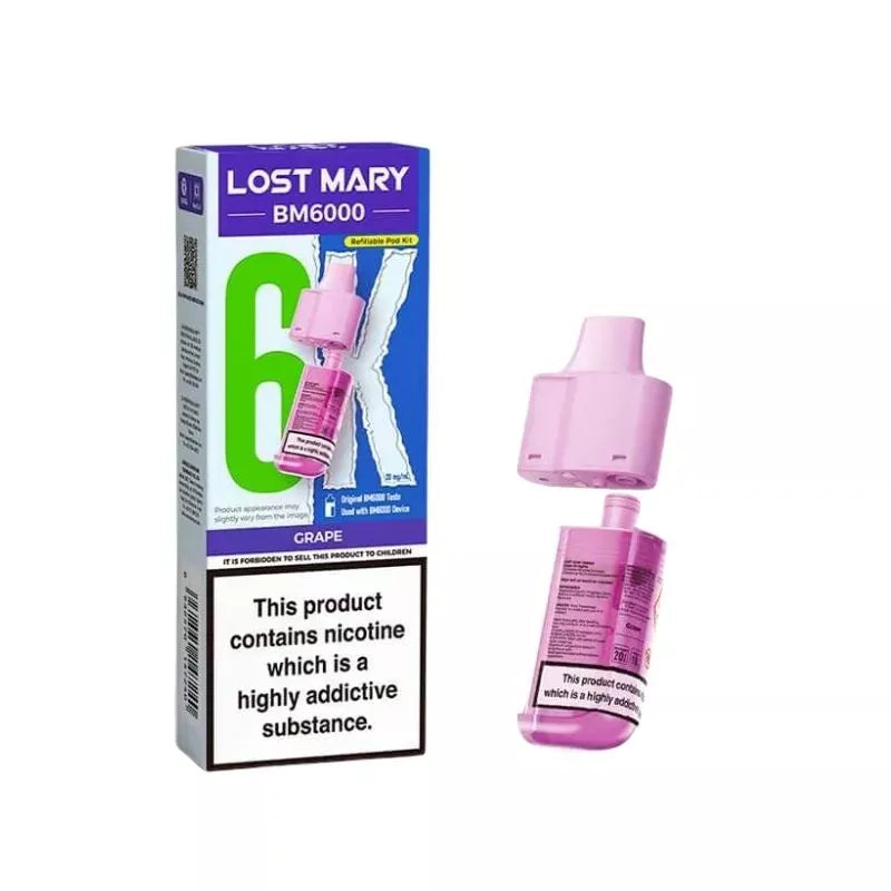 Lost Mary BM6000 Prefilled Pod grape for the lost mary bm6000 vape kit