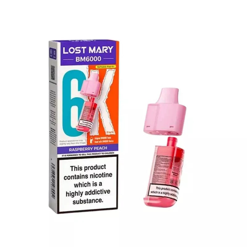 Lost Mary BM6000 Prefilled Pod raspberry peach for the lost mary bm6000 vape kit