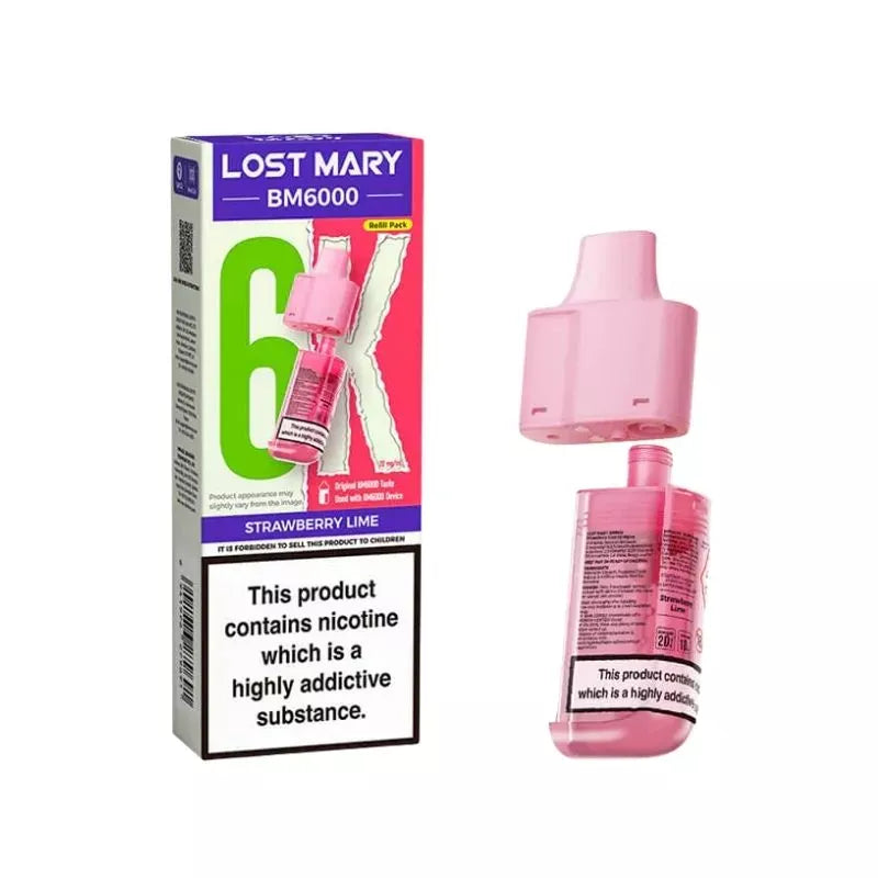 Lost Mary BM6000 Prefilled Pod strawberry lime for the lost mary bm6000 vape kit