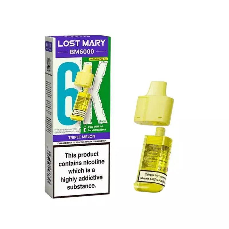 Lost Mary BM6000 Prefilled Pod triple melon for the lost mary bm6000 vape kit
