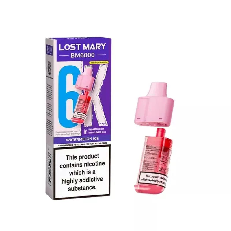 Lost Mary BM6000 Prefilled Pod watermelon ice for the lost mary bm6000 vape kit