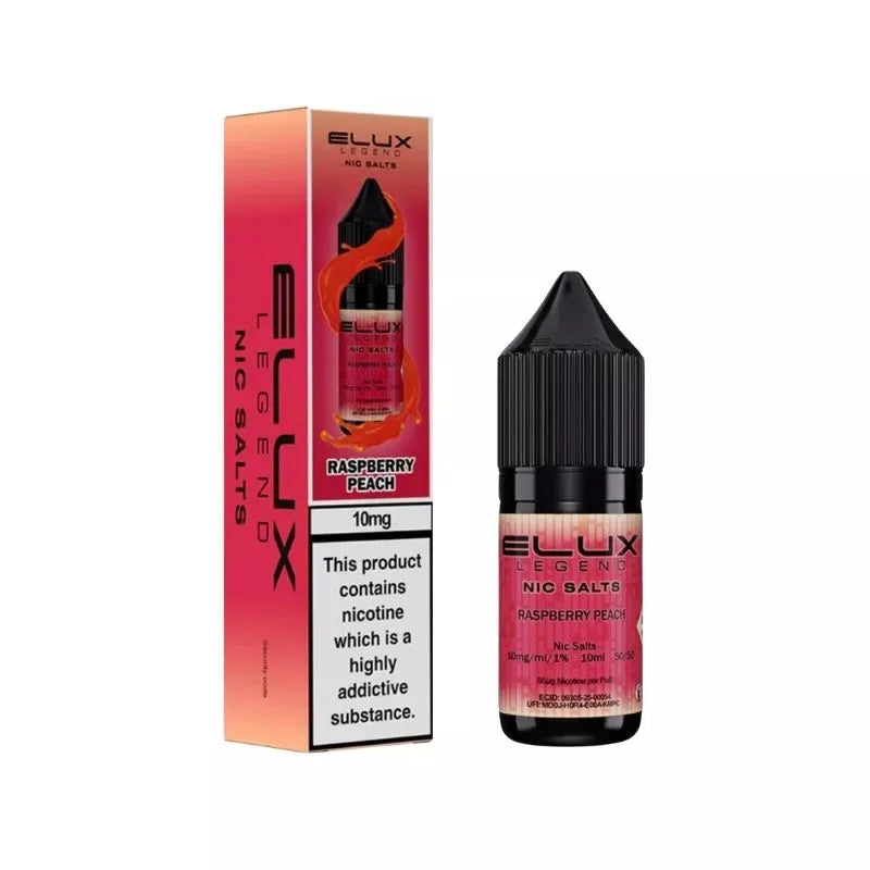 10ml Eliquids 10MG Raspberry Peach Nic Salt By Elux Legend