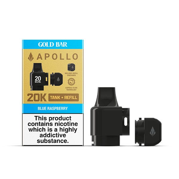 Pre-Filled Vape Devices Blue Raspberry Gold Bar Apollo 20K Prefilled Tank + Pod