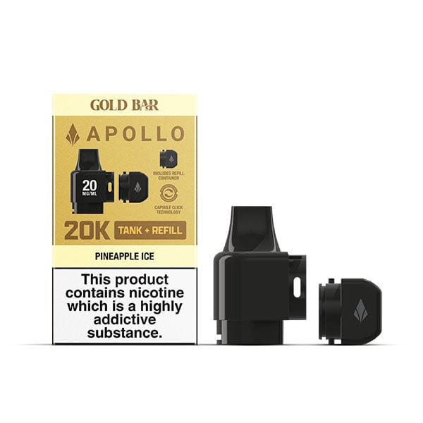 Pre-Filled Vape Devices Pineapple Ice Gold Bar Apollo 20K Prefilled Tank + Pod