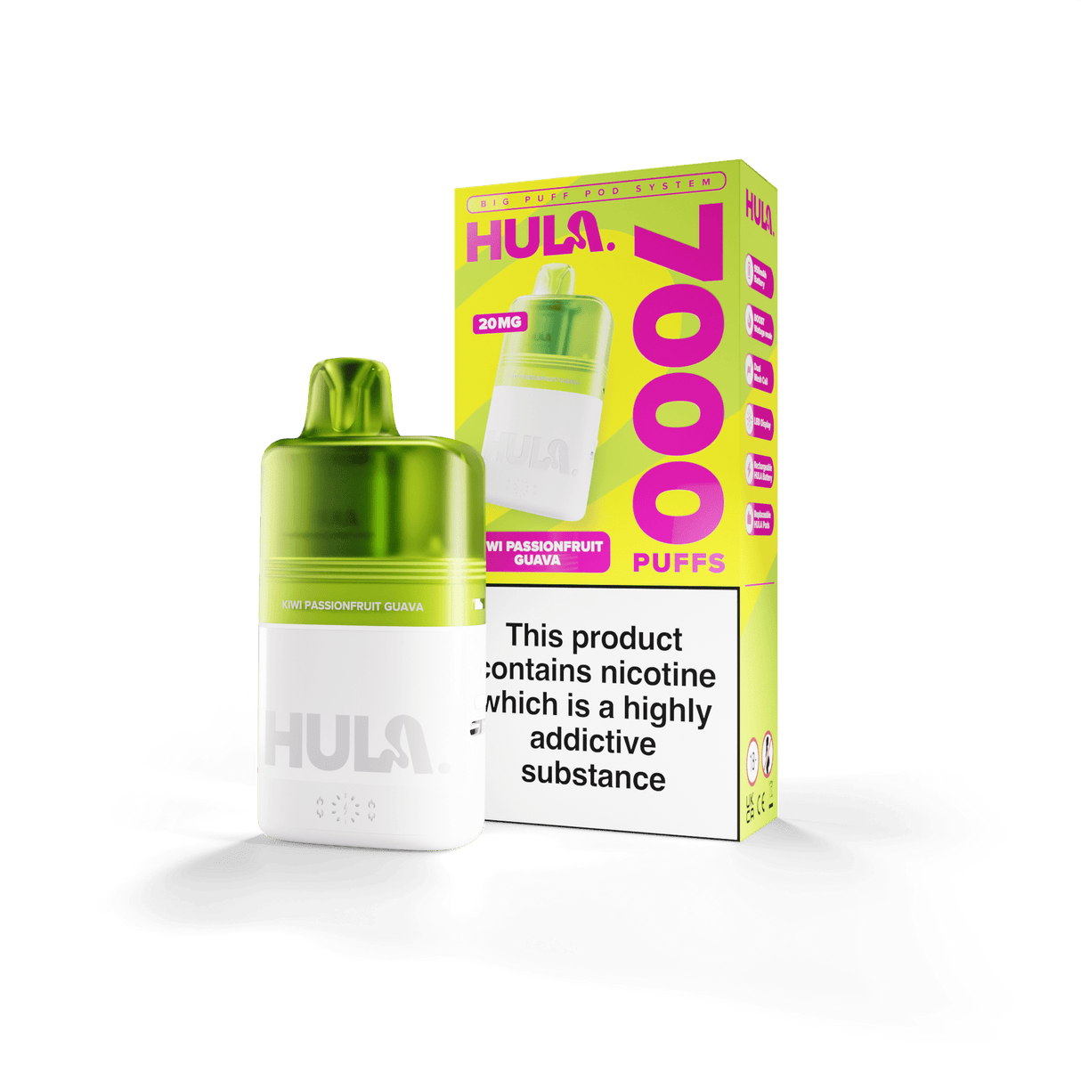 Disposable Vape Sticks Kiwi Passion Fruit Guava HULA Legal Big Puff Kit