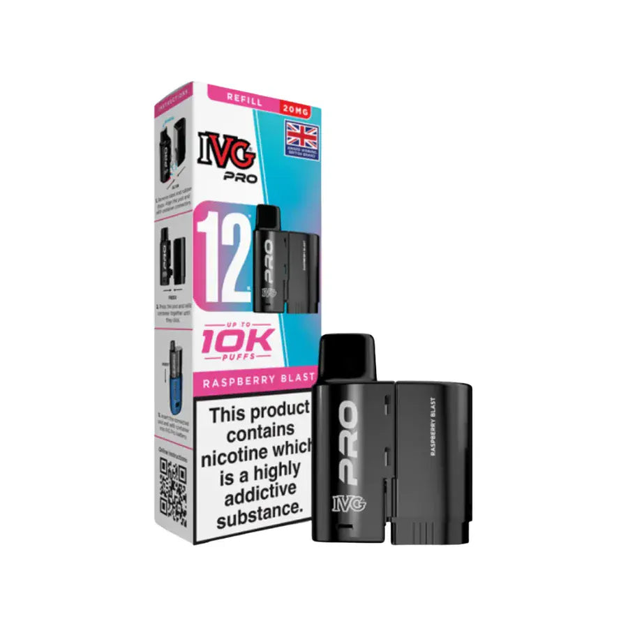 Prefilled Pods RASPBERRY BLAST IVG Pro 12 Replacement Refill Pods