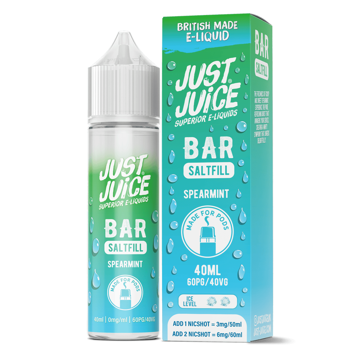 50/50 Shortfill Spearmint Just Juice Bar Saltfill 40ml E-Liquid