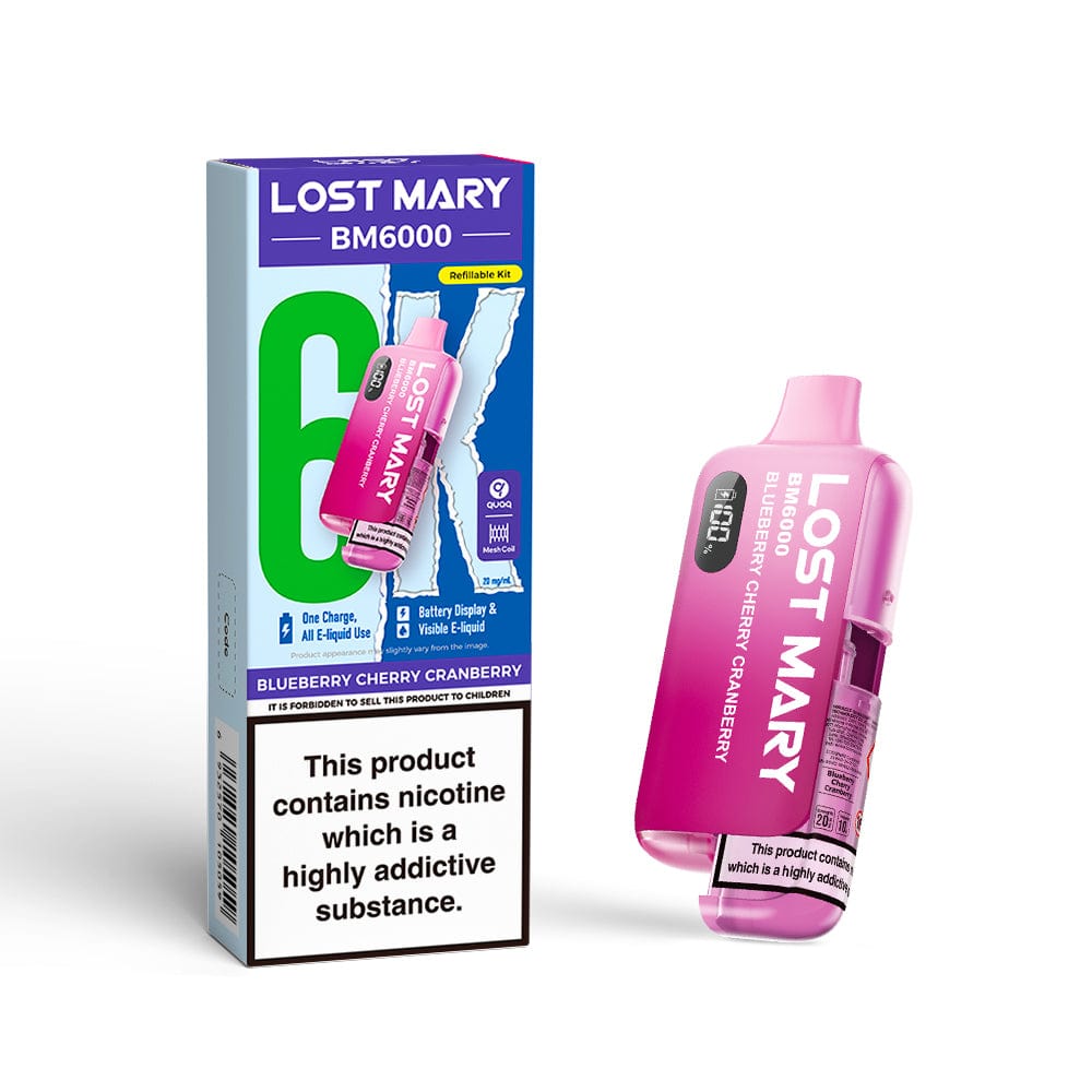 Disposable Vape Sticks Blueberry Cherry Cranberry Lost Mary BM6000 Compliant Vape Kit