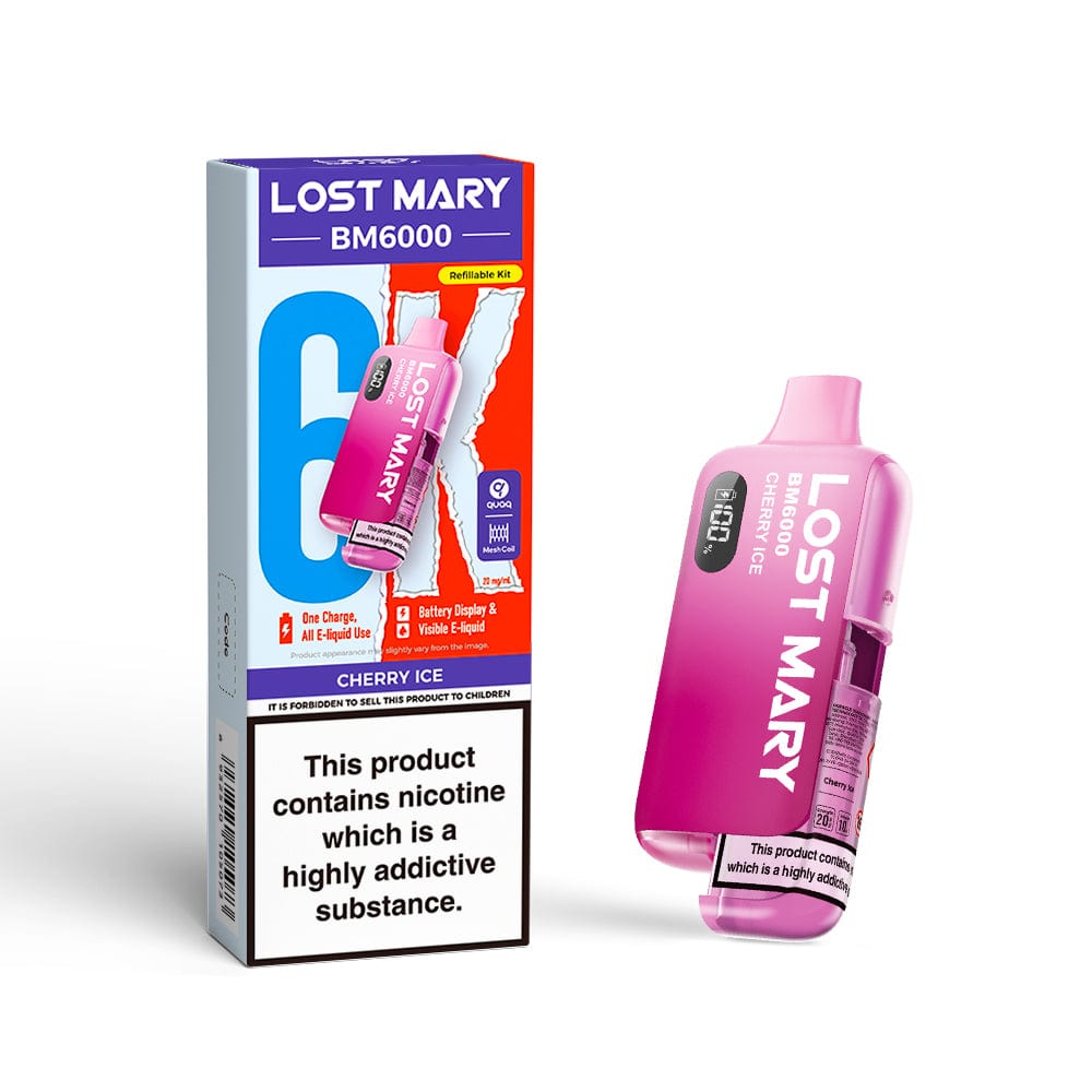 Disposable Vape Sticks Cherry Ice Lost Mary BM6000 Compliant Vape Kit