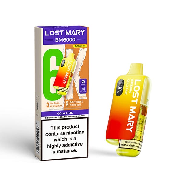 Disposable Vape Sticks Cola Lime Lost Mary BM6000 Compliant Vape Kit