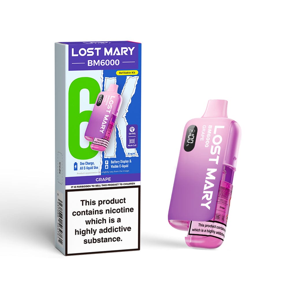 Disposable Vape Sticks Grape Lost Mary BM6000 Compliant Vape Kit