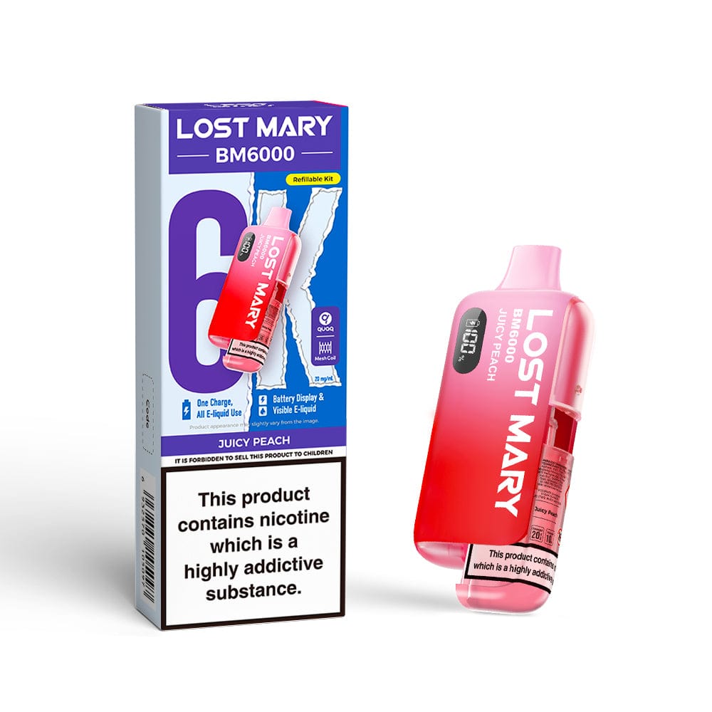 Disposable Vape Sticks Juicy Peach Lost Mary BM6000 Compliant Vape Kit