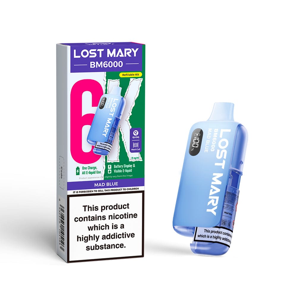 Disposable Vape Sticks Mad Blue Lost Mary BM6000 Compliant Vape Kit