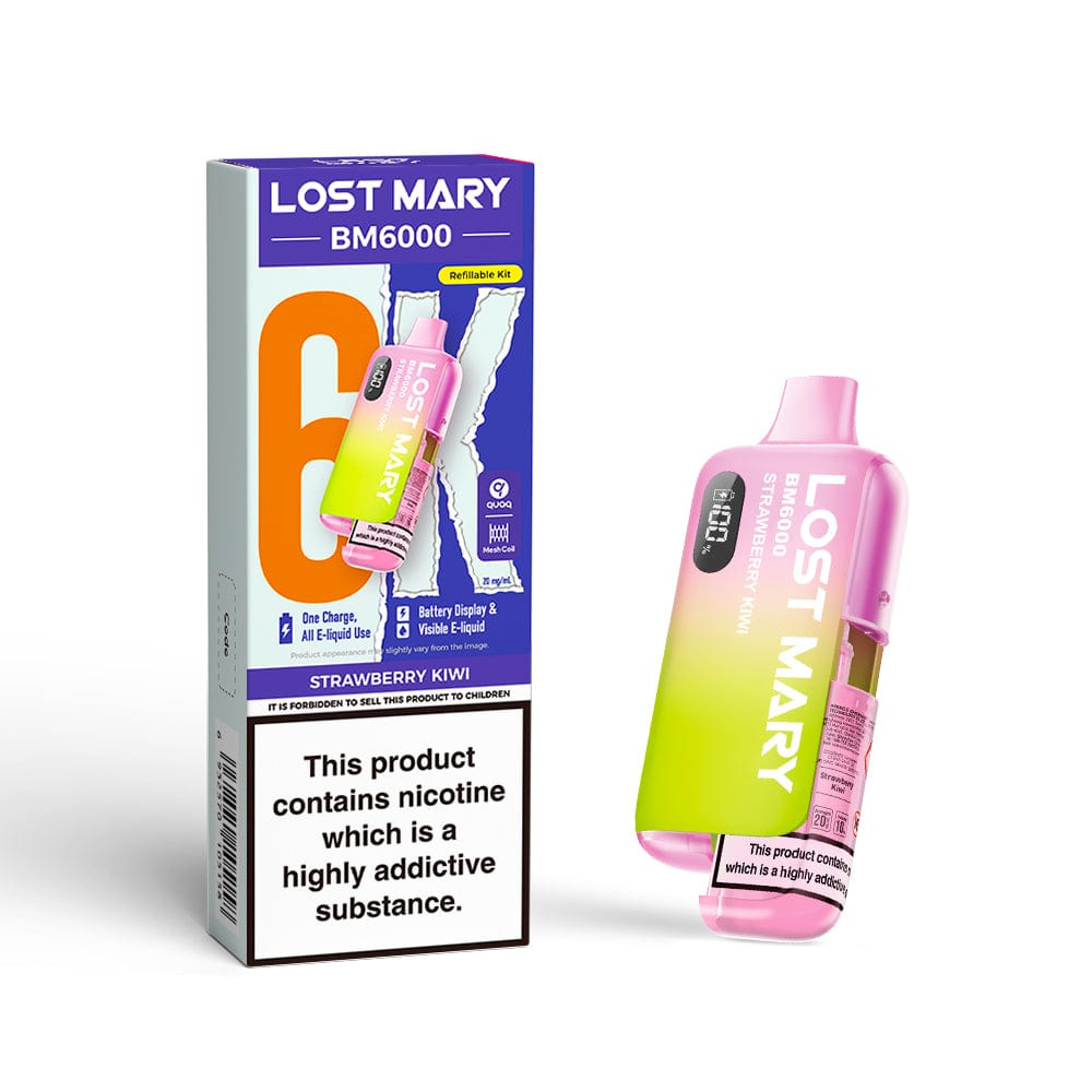 Disposable Vape Sticks Strawberry Kiwi Lost Mary BM6000 Compliant Vape Kit