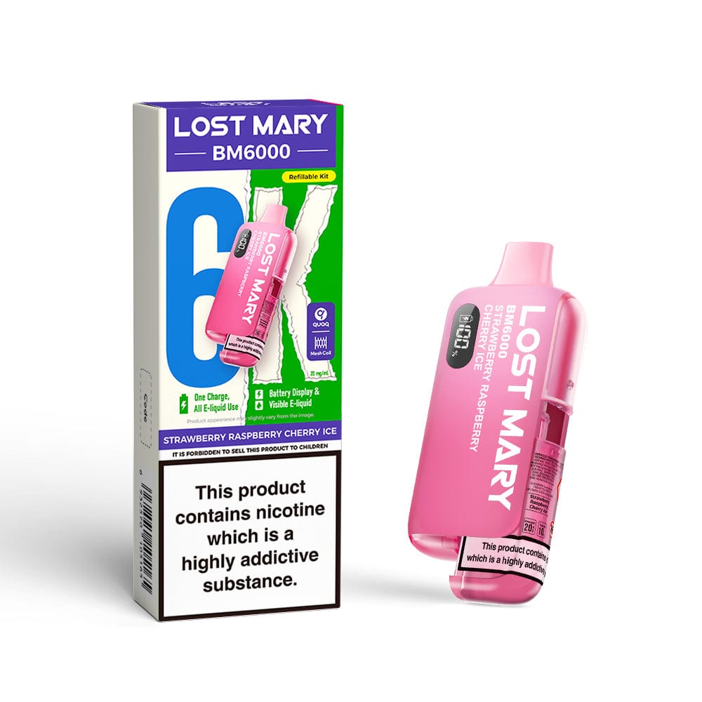 Disposable Vape Sticks Strawberry Raspberry Cherry Ice Lost Mary BM6000 Compliant Vape Kit