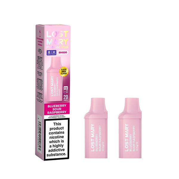 Replacement Pods Blueberry Sour Raspberry Lost Mary BM600 Replacement Pre Filled Pods 2 Pack