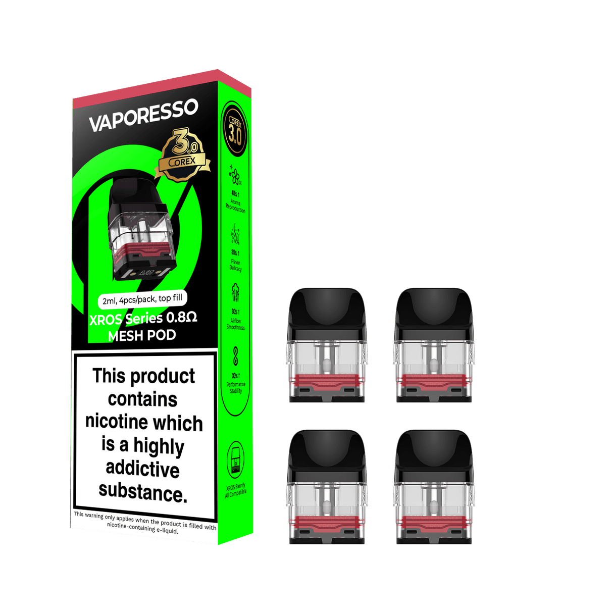 Empty Replacement Pods 0.8 Ohm Vaporesso XROS Corex 3.0 Replacement Pods
