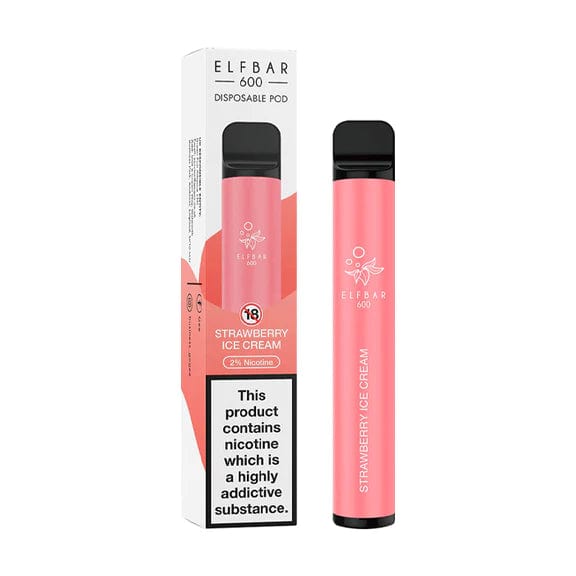 Disposable Vape Sticks Strawberry Ice Cream / 20mg Elf Bar 600 Disposable Vape