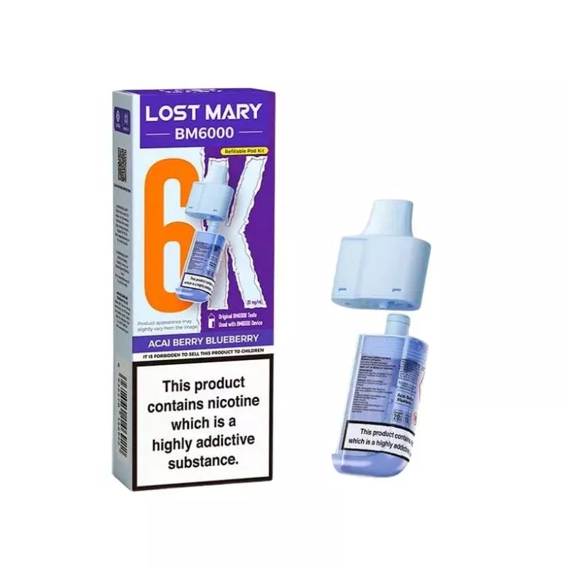 Lost Mary BM6000 Prefilled Pod acai berry blueberry for the lost mary bm6000 vape kit