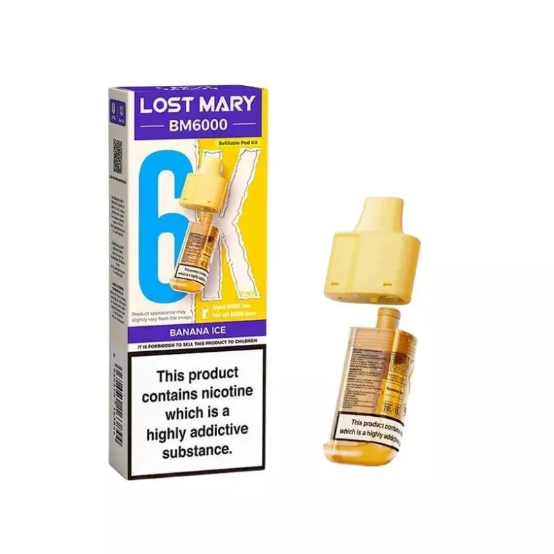 Lost Mary BM6000 Prefilled Pod banana ice for the lost mary bm6000 vape kit