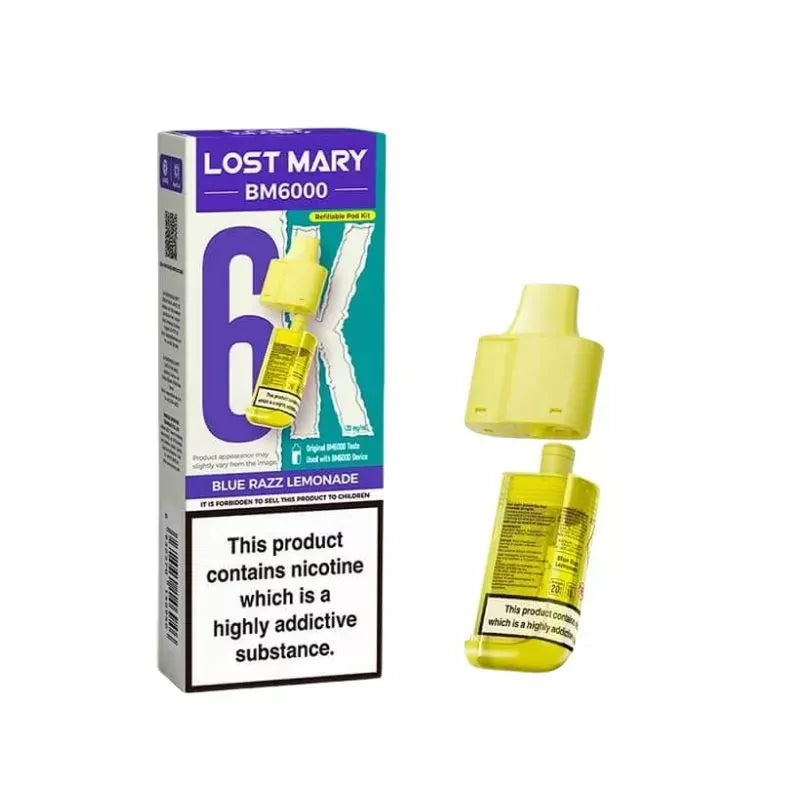 Lost Mary BM6000 Prefilled Pod blue razz lemonade for the lost mary bm6000 vape kit