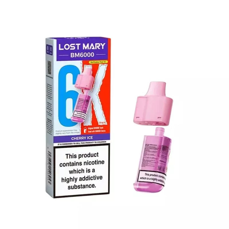 Lost Mary BM6000 Prefilled Pod cherry ice for the lost mary bm6000 vape kit