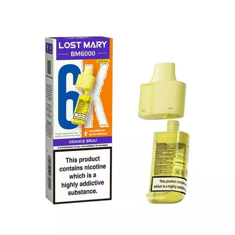 Lost Mary BM6000 Prefilled Pod orange bruu flavour for the lost mary bm6000 vape kit