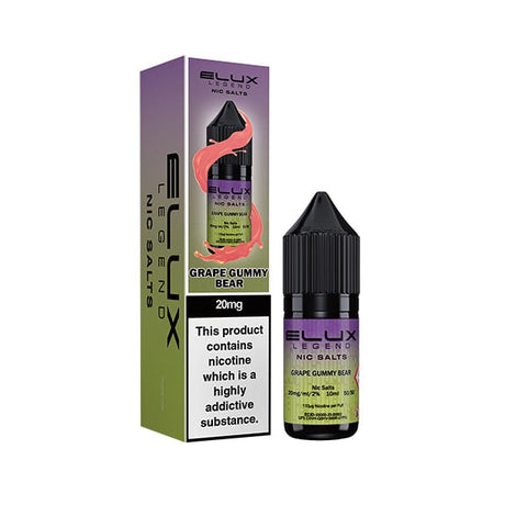 Nic Salts Grape Gummy Bear / 10mg Elux Legend Nic Salt Eliquid 10ml