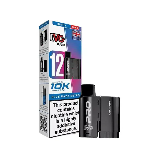 Prefilled Pods BLUE RAZZ RETRO IVG Pro 12 Replacement Refill Pods