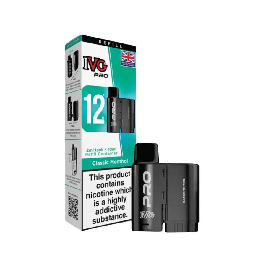 Prefilled Pods CLASSIC MENTHOL IVG Pro 12 Replacement Refill Pods