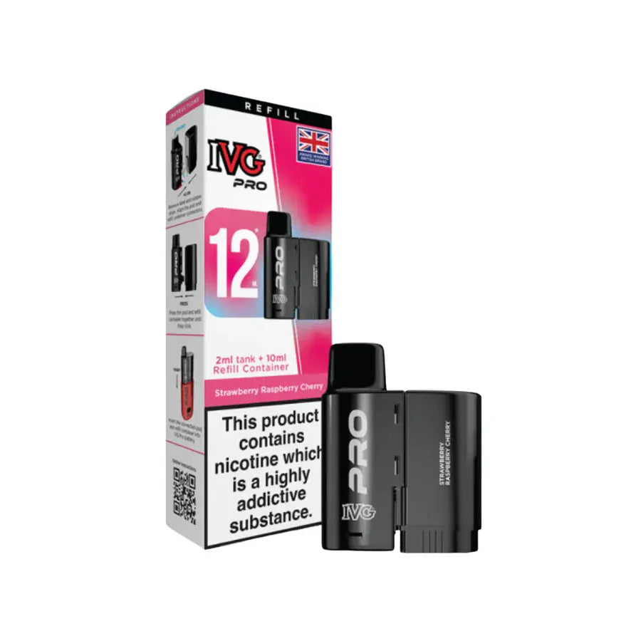 Prefilled Pods STRAWBERRY RASPBERRY CHERRY IVG Pro 12 Replacement Refill Pods