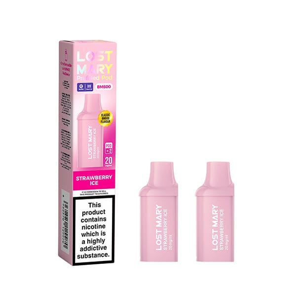 Replacement Pods Strawberry Ice Lost Mary BM600 Replacement Pre Filled Pods 2 Pack