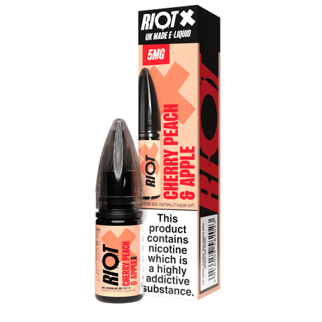 10ml Eliquids 5MG Cherry Peach Apple Nic Salt By Riot X