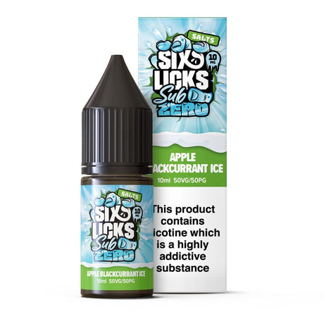 Nic Salts Apple Blackcurrant Ice / 10mg Six Licks Sub Zero Nic Salt E-Liquids