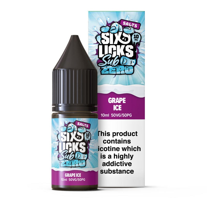 Nic Salts Grape Ice / 10mg Six Licks Sub Zero Nic Salt E-Liquids