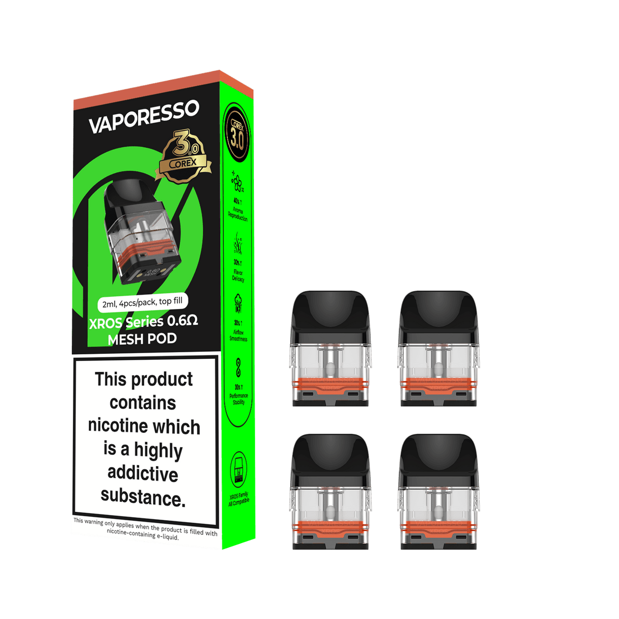 Empty Replacement Pods 0.6 Ohm Vaporesso XROS Corex 3.0 Replacement Pods