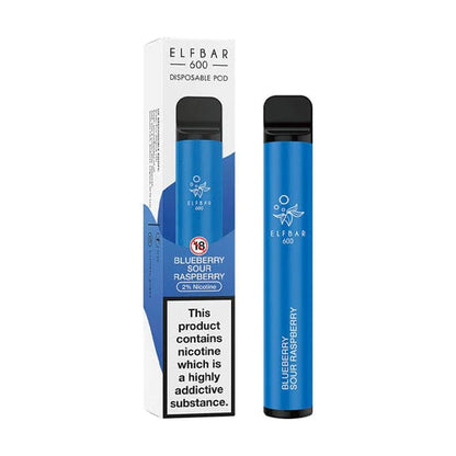Disposable Vape Sticks Blueberry Sour Raspbery / 20mg Elf Bar 600 Disposable Vape