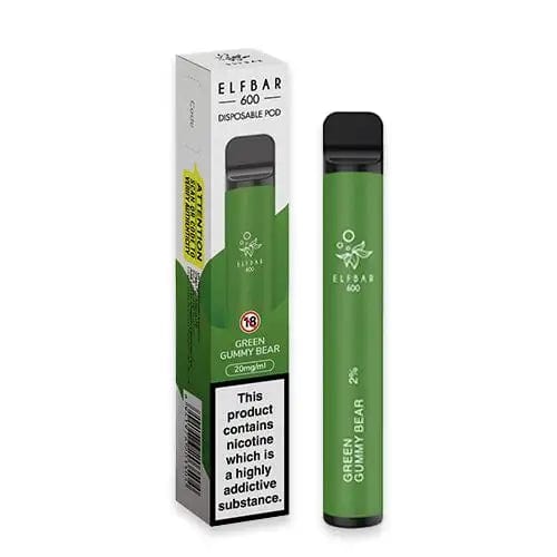 Disposable Vape Sticks Green Gummy Bear / 20mg Elf Bar 600 Disposable Vape