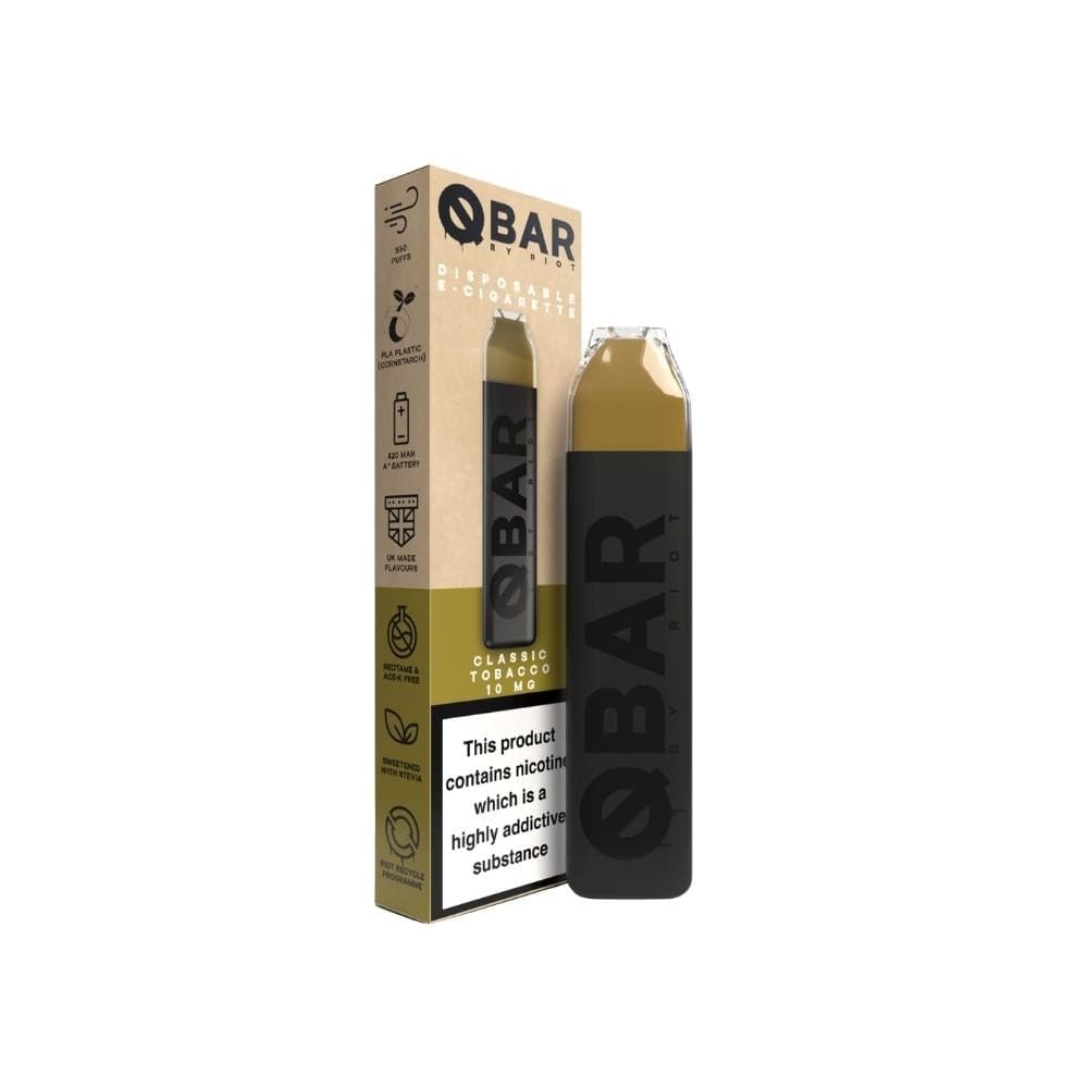 QBar By Riot Squad Disposable Vape Sticks 10MG QBar Classic Tobacco By Riot Squad