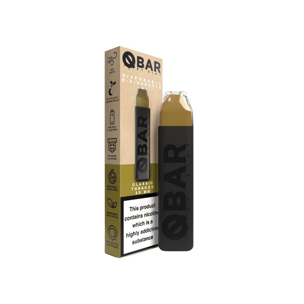 QBar By Riot Squad Disposable Vape Sticks 20MG QBar Classic Tobacco By Riot Squad
