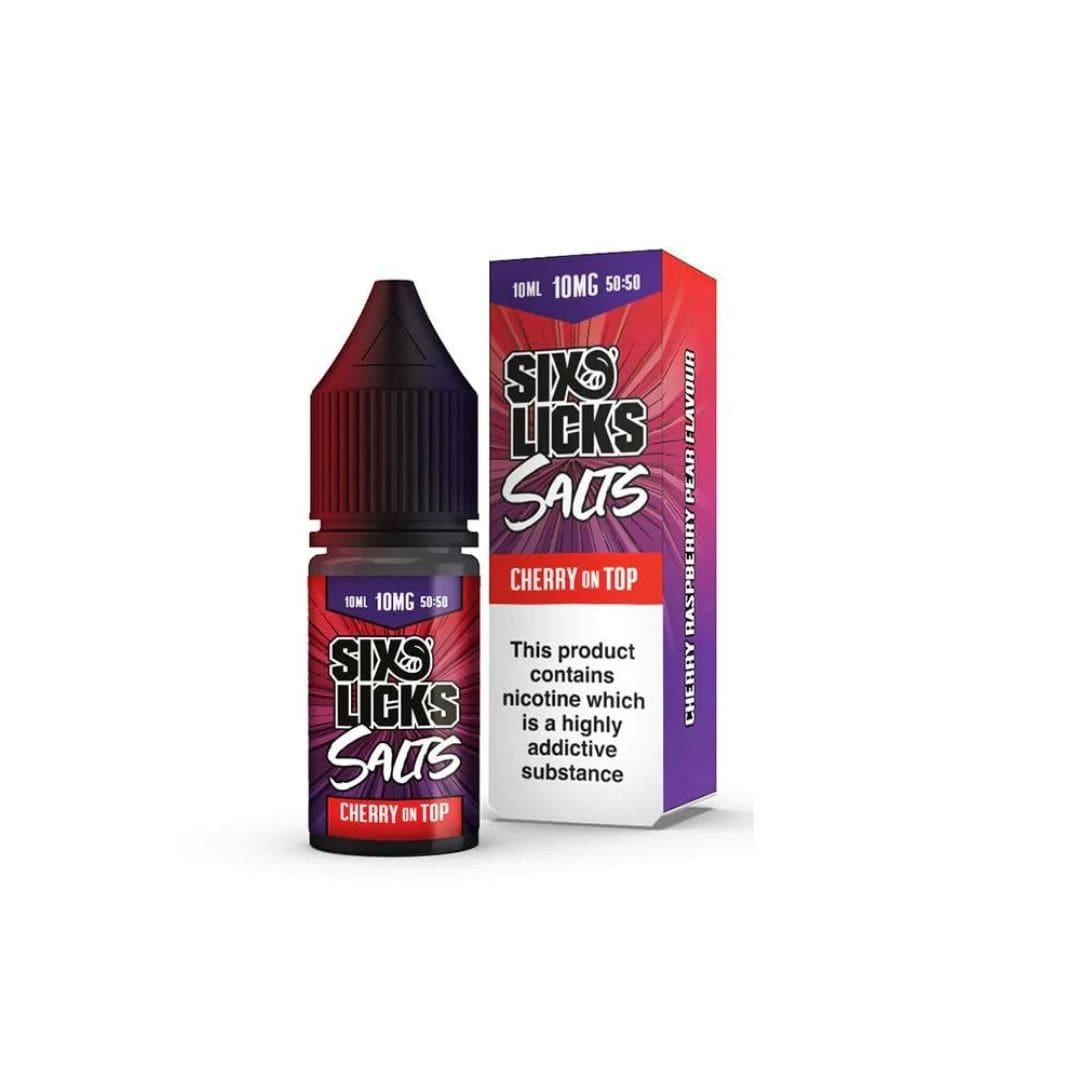 Nic Salts Cherry On Top / 10mg Six Licks Nic Salt E-Liquids